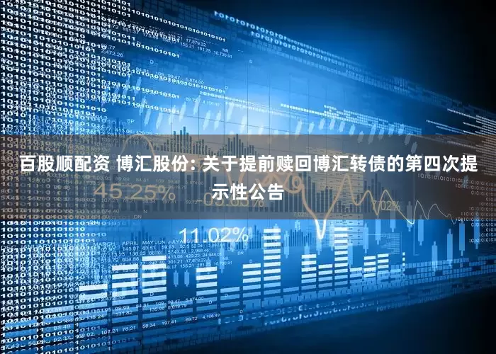 百股顺配资 博汇股份: 关于提前赎回博汇转债的第四次提示性公告